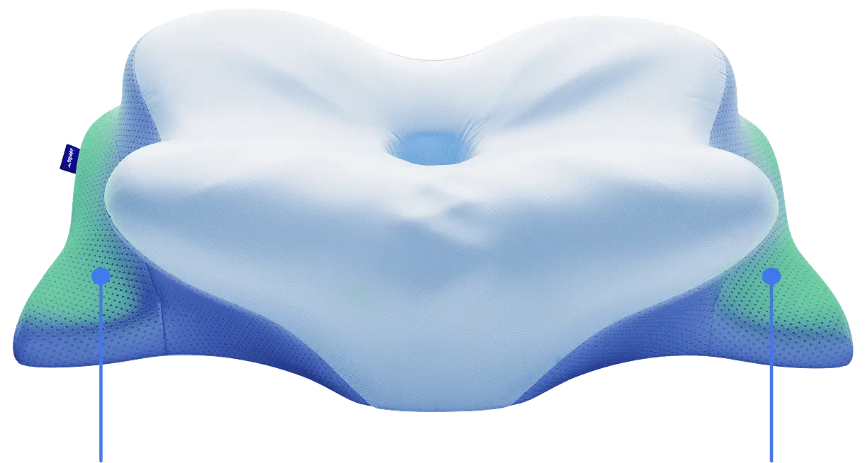 Derila Ergo Pillow ergonomic butterfly-contour memory foam pillow on a bed